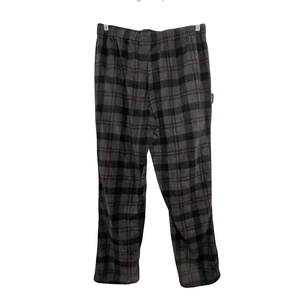 Avalanche Outdoor Supply Co Mens Fleece Pajama Pants Grey Black Red Plaid Large